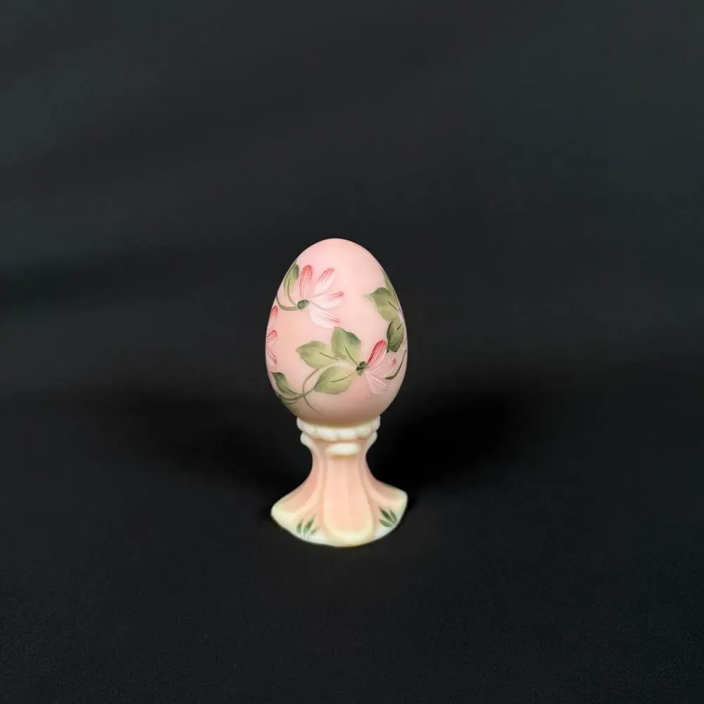 Fenton Uranium Glass Burmese Egg on Stand Pink Limited Edition 2078/3000